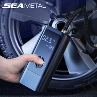 SEAMETAL-bomba de aire portátil para coche y motocicleta, compresor de aire recargable de 8000mAh, Inflador de neumáticos inalámbrico, 12V