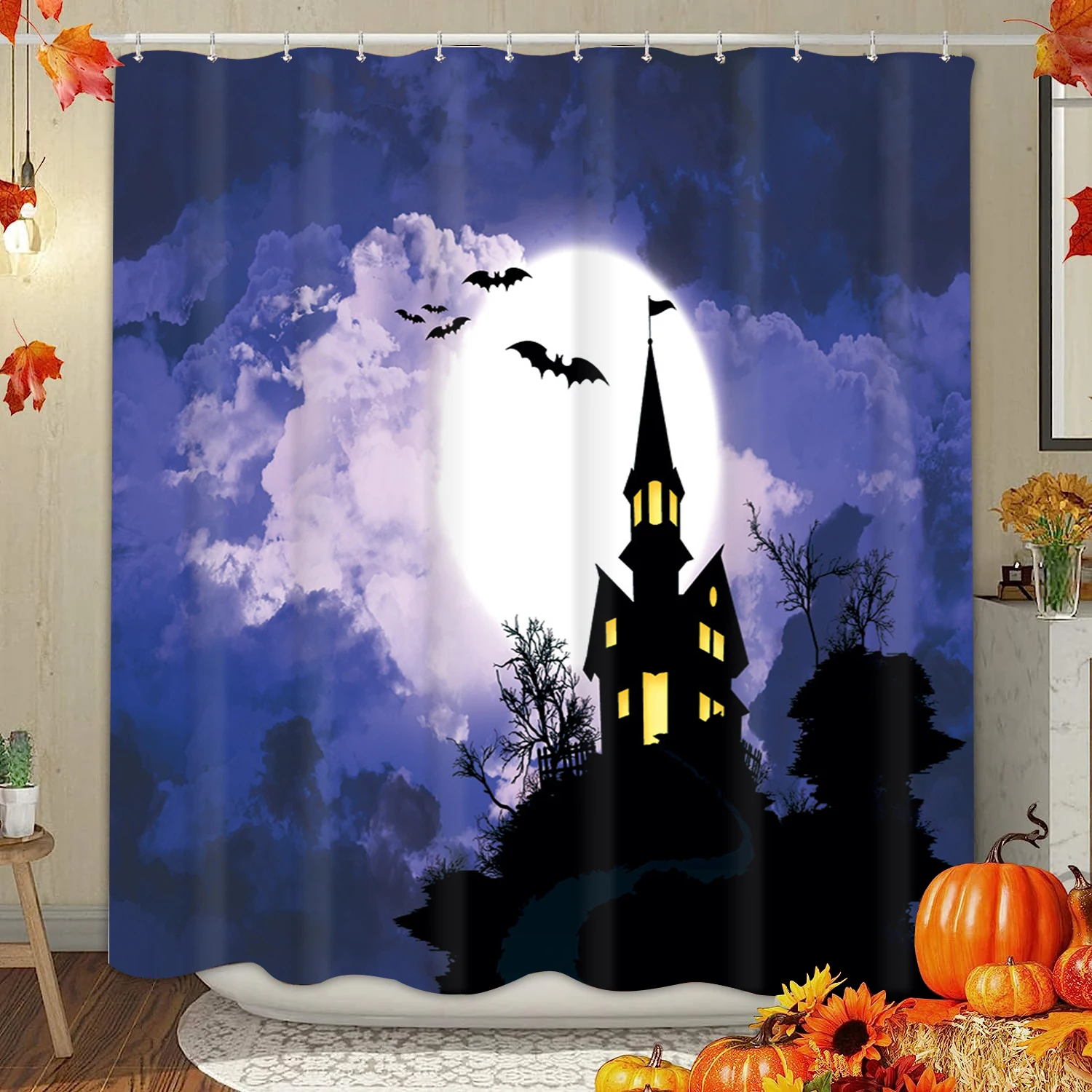 Halloween horrible Bathing Curtain  Bathroom Shower Curtain Waterproof With 12 Hooks Home Deco Free Ship