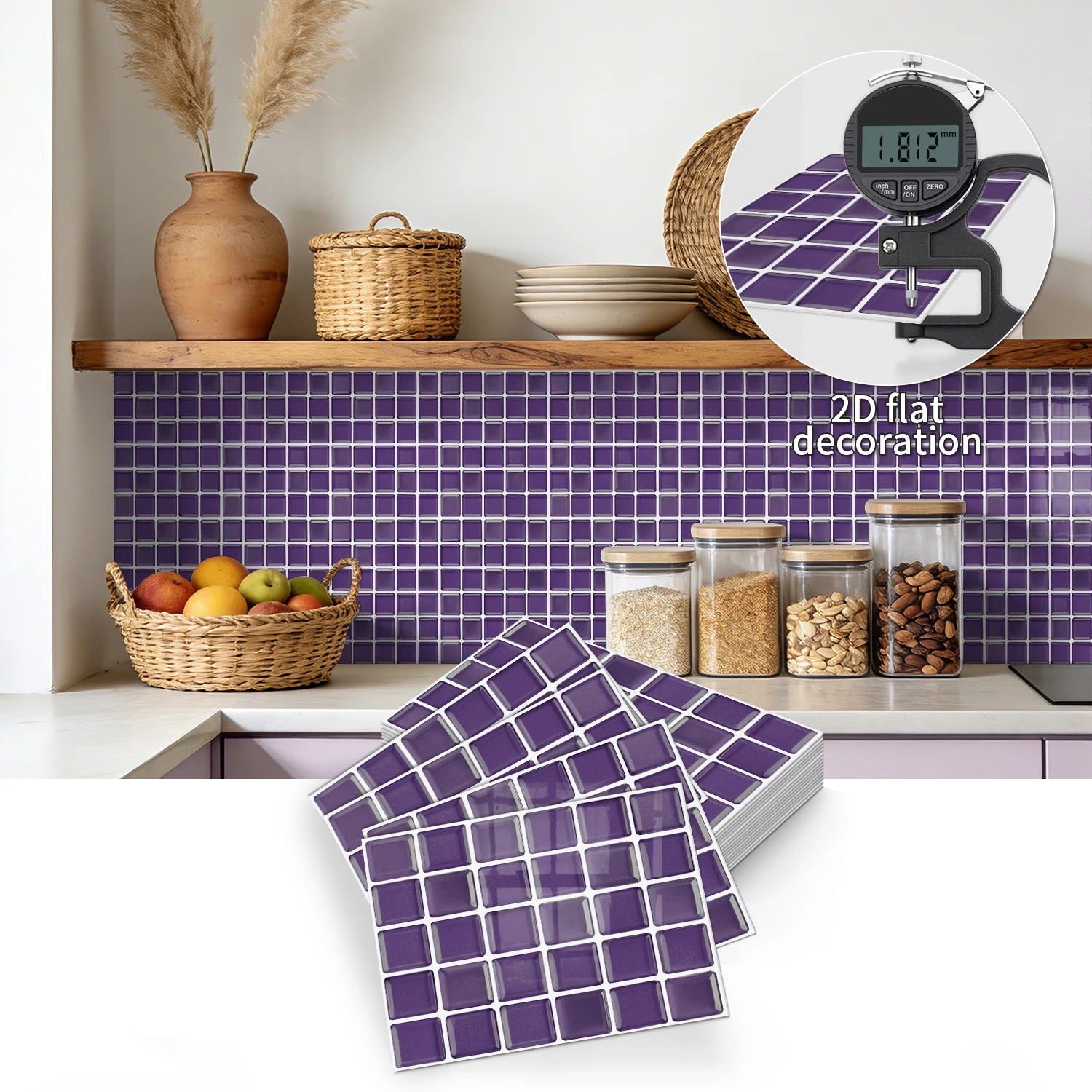 

6.7x9 inch self-adhesive mosaic tile wall sticker for kitchen, bathroom, splash proof home wall decoration
