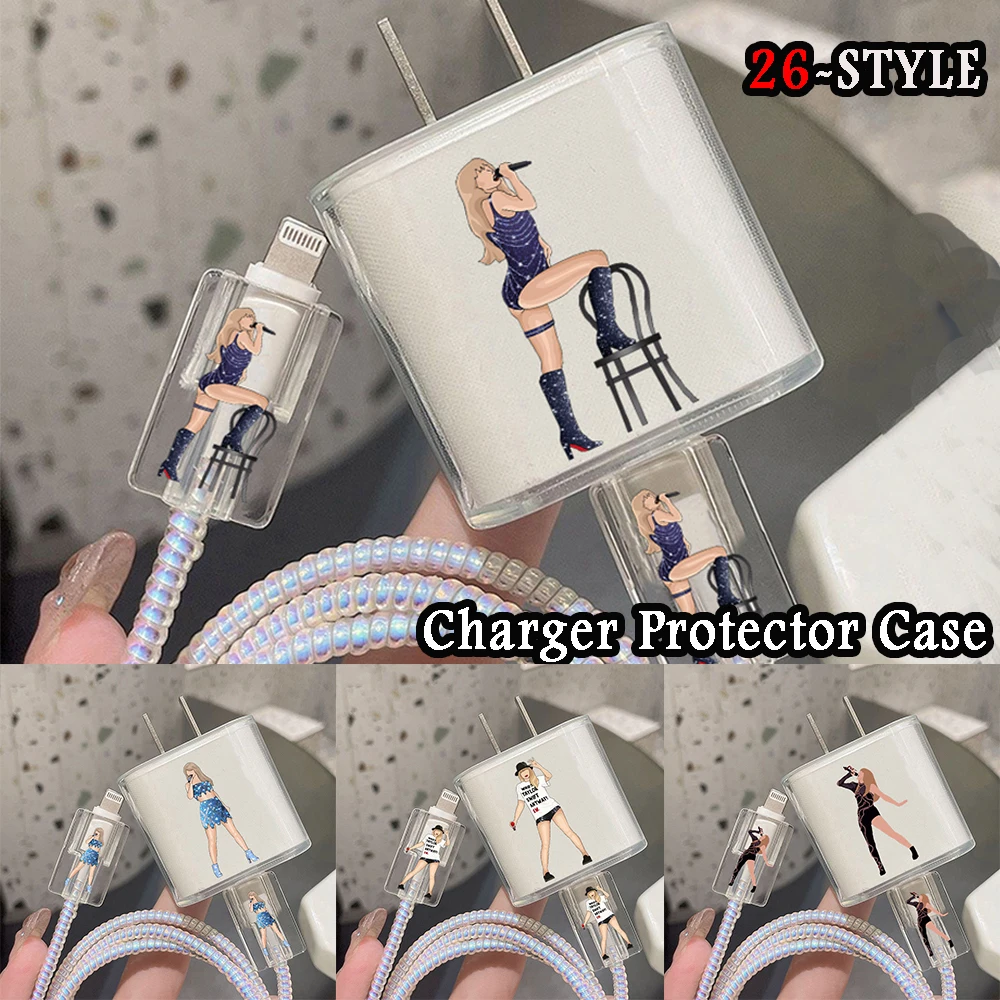 Popular Female American Singer Case for IPhone 15 14 13 Pro Max 1820W Charger&Charging Protector Data Wire Winder Fans Gift