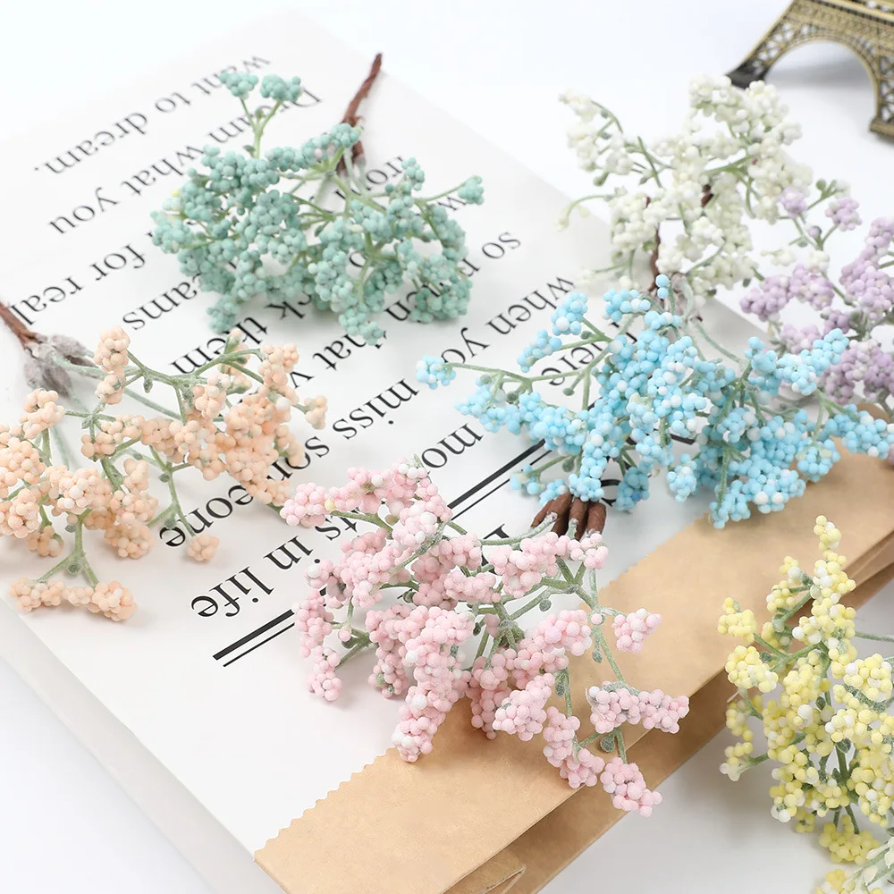 6Pcs/Bunch Mini Artificial Simulated Fleshy Babysbreath Small Bouquet Material Form Flower Headdress For DIY Wedding Party Decor