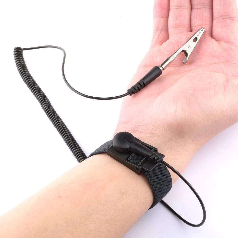 ESD Antistatic Bracelet Elastic Wrist Strap PU Material Corded Antistatic Ring With Clip For Electronic Products Maintenance