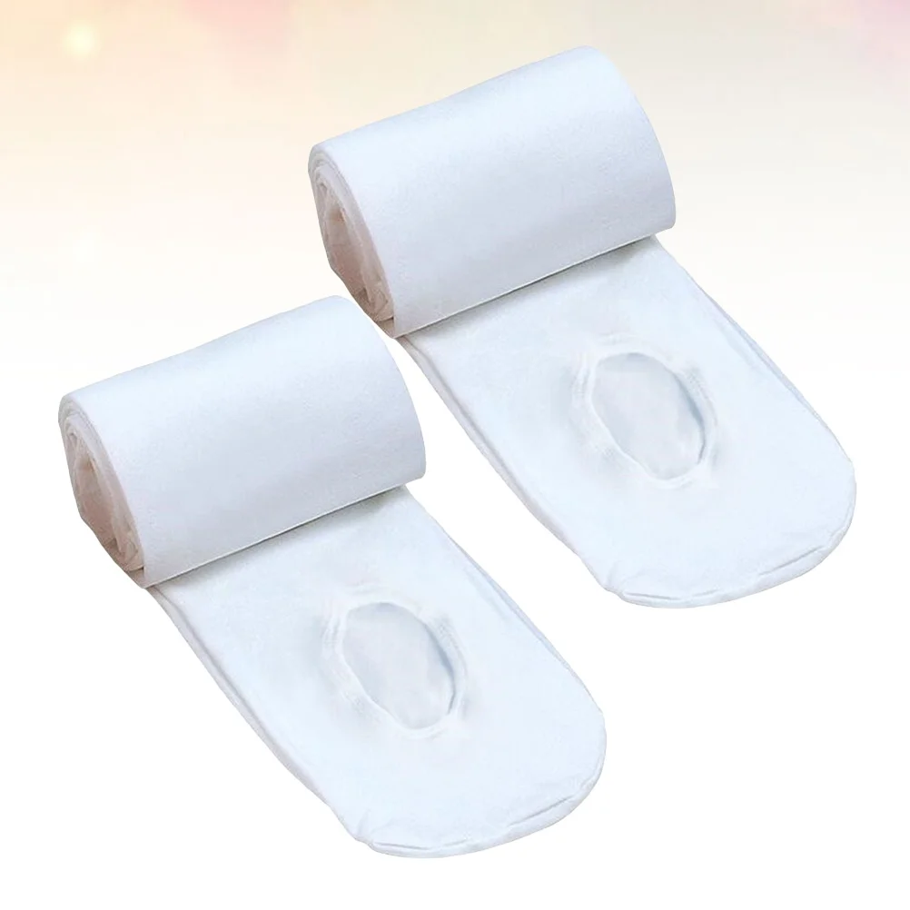 

2Pairs Dance Tights Elastic Breathable Smooth Pantyhose for Ballet Practice Adult Girls M Height 130-150Cm White