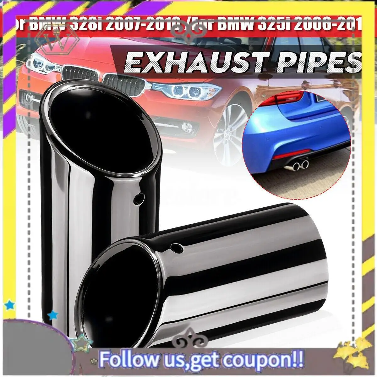 

ABXV-2X Tail Exhaust Tip Pipes Titanium Black For BMW E90 E92 325 328I 3 Series 06-10