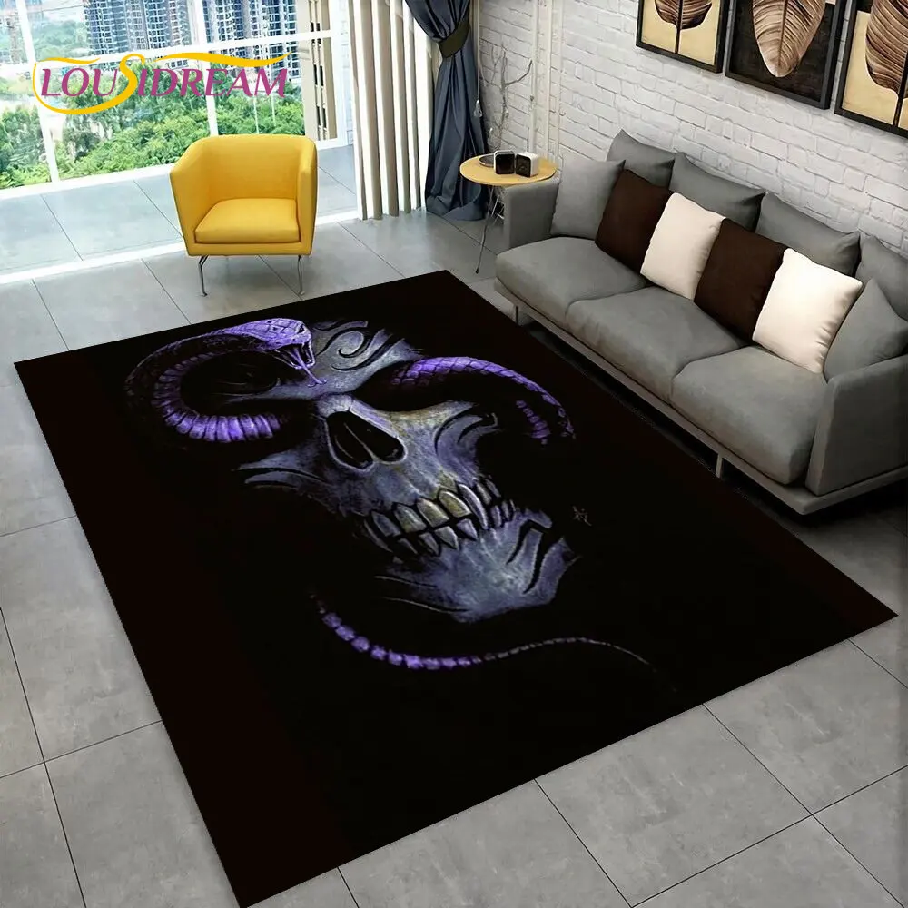 3D Gothic Horrible Snake Serpent Area Rug,Carpet for Home Living Room Bedroom Sofa Doormat Kitchen Decor,kids Non-slip Floor Mat