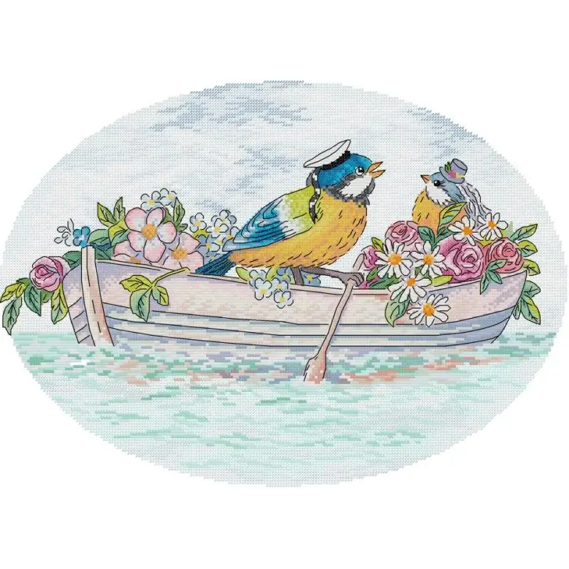 Going on a trip Birdie Wedding Pattern Cross Stitch Aida 14ct 16ct 11ct White Cloth Printed Fabric Needle Thread Embroidery Kits