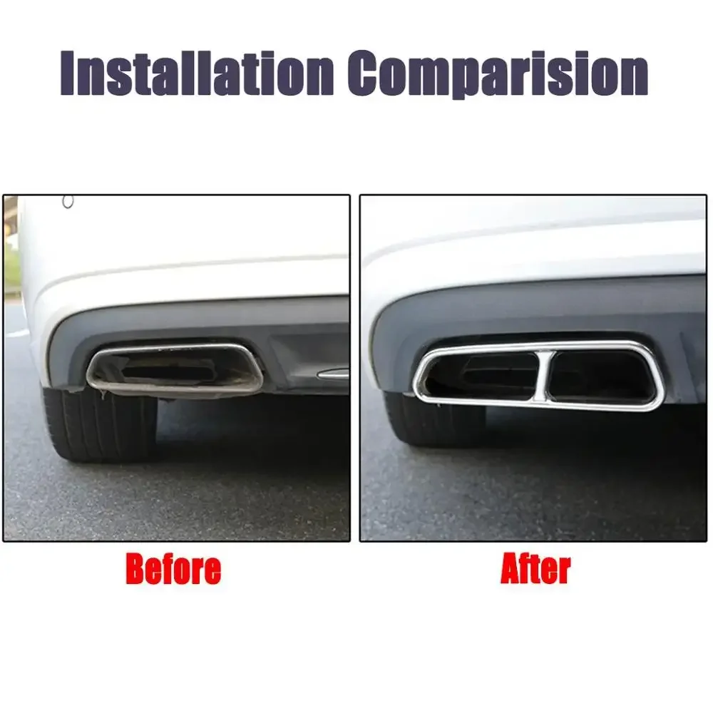 CarQuad Exhaust Tip Trim Stainless Steel Rear haMuffler Tail Pipe Cover Exust Replacement For Audi A6 A7 C7 2016‑2018 Decoration