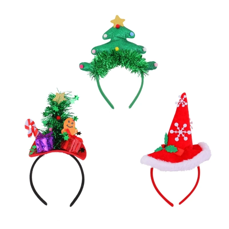 

4 Pieces Christmas Head Decorations Handmade Headbands Adjustable Size Party Headwear for Women Office Party Supplies