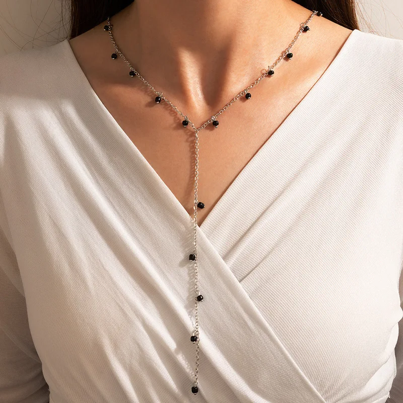 Beads Lady Long necklace Black Women\'s Neck Jewelry