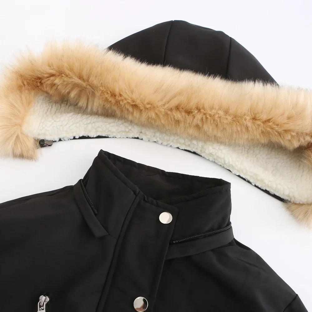 Winter New Arrival Women's Dark Brown Hooded Mid-Length Coat, Stylish and Warm Thick Jacket. Khaki, Black, Blue, Pink Parkas.