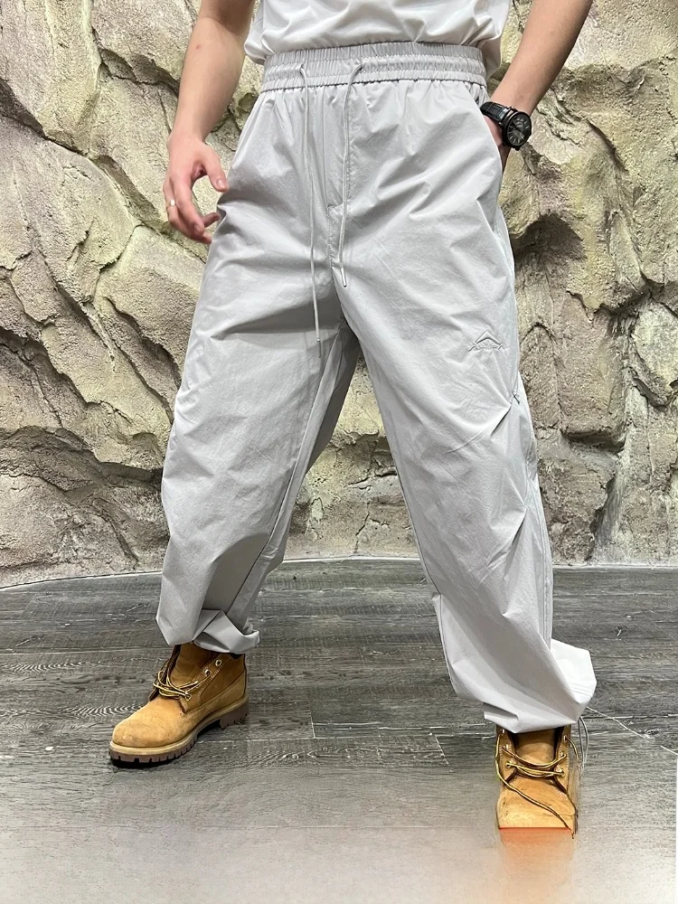 

Уличные повседневные брюки, легкие дышащие свободные летние тонкие модели, воздушно-десантные брюки с вышивкой этикетки, ти сухие прямые брюки