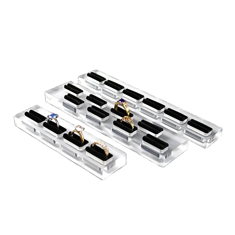 Clear Acrylic Jewelry Ring Display Stand Holder Store Jewellry Finger Ring Storage Organizer Riser Dresser Top Support Showcase