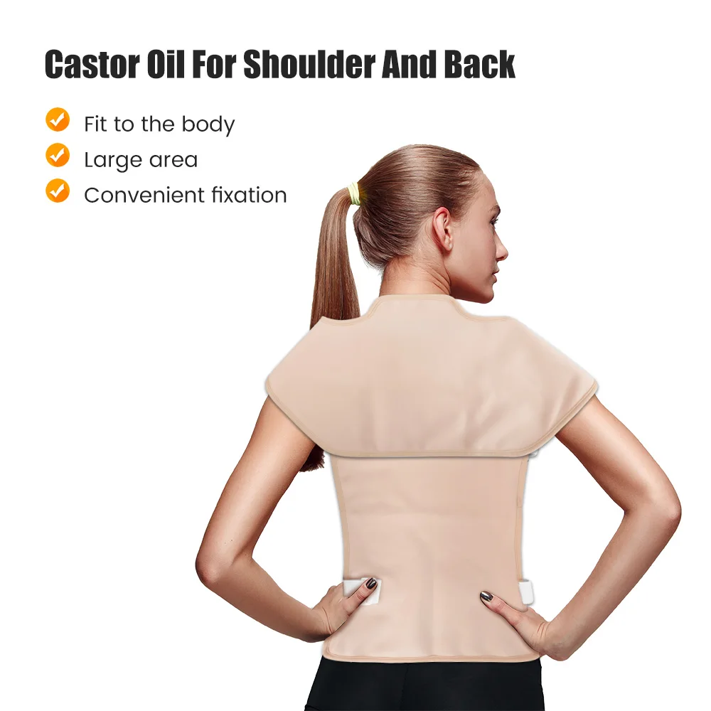 Castor Back Shoulder Oil Pack Set Reusable Castor Oil Wrap Mess-Free Castoroil Wrap with Adjustable Strap Body Castoroil Pack