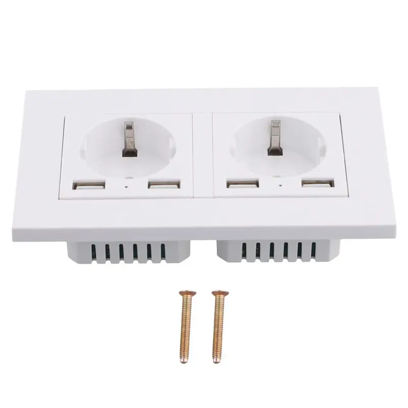 

AT13 IP66 16A 250V Waterproof Outdoor Wall Power Socket Box Electrical Double Outlet With 2USB For Home Garden German-Style