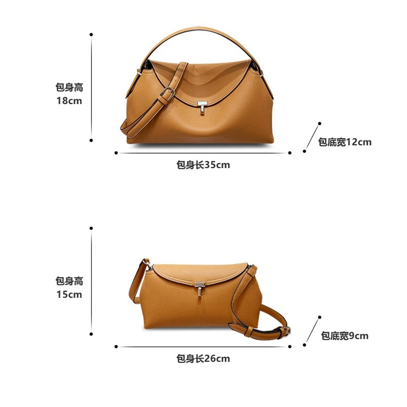 100% Natural Leather Shoulder Bags for Women Luxury Designer Brand Genuine Leather Handbags T Lock Hobo Bags City Handbags