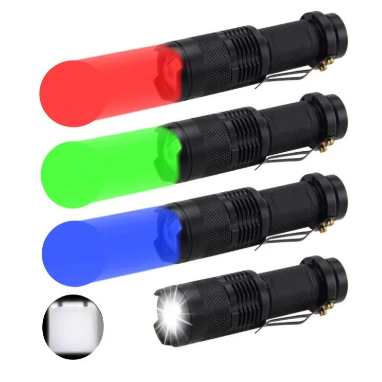 20pcs Sk68 Led Telescopic Zoom Mini Strong Light Flashlight Outdoor Portable Buckle Strong Light Flashlight