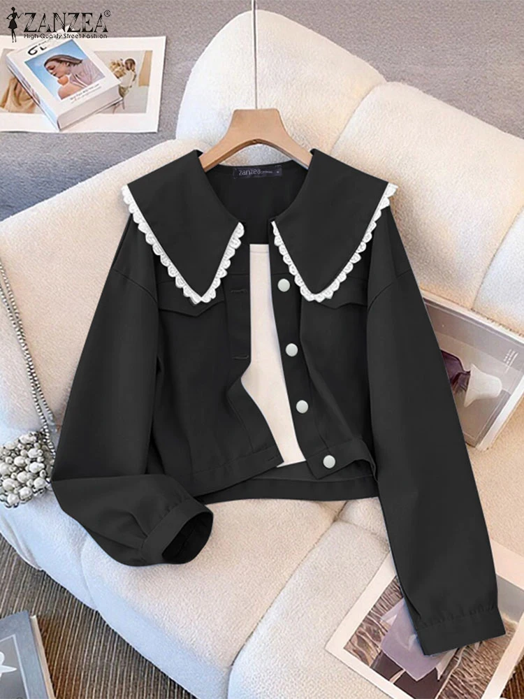 2025ZEA Frauen Mode Langarm Shirts Peter Pan Kragen Casual Spitze Bluse Herbst Elegante Büro Dame Tunika Tops Koreanische