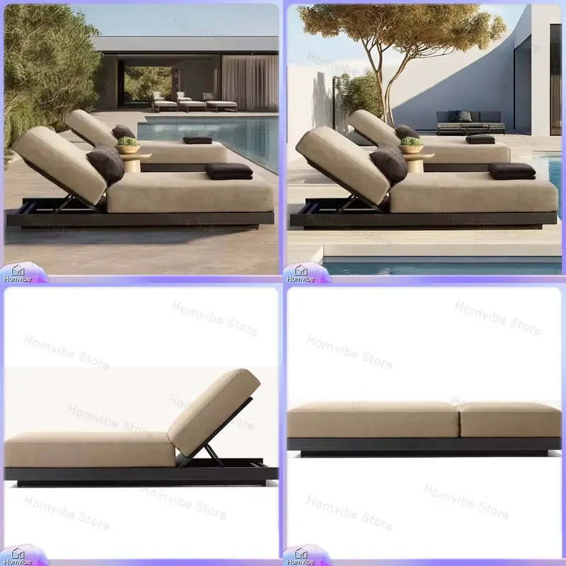 Outdoor Aluminum Sun Lounge Chair Waterproof Folding Beach Chaise Longue for Poolside Garden Patio Furniture Heavy Duty