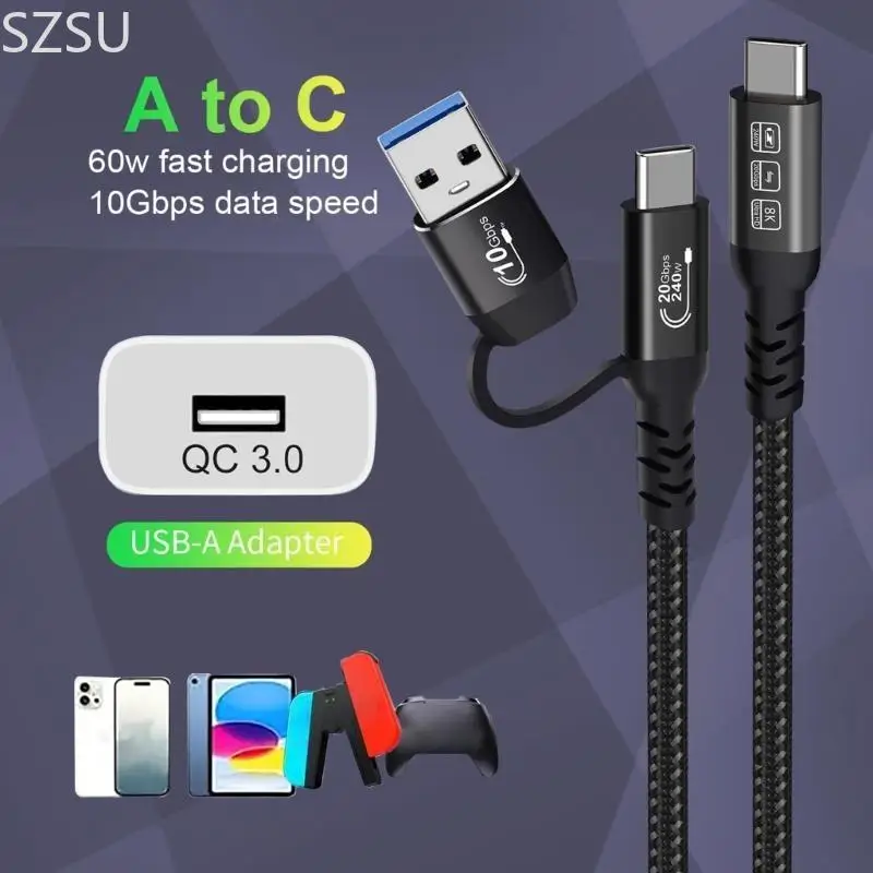 SZSU USB Type C Cable Fast Charging Male to Male Cable Replacement for Electronics