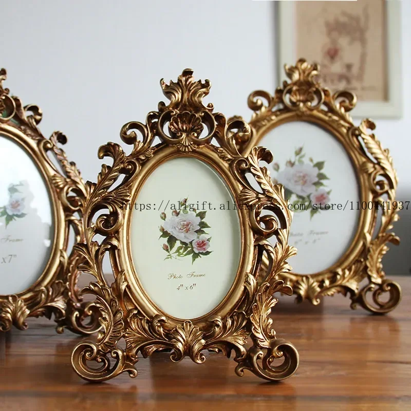 7-inch European Antique Oval Resin Home Table Creative Photo Frame Home Living Room Table Decoration