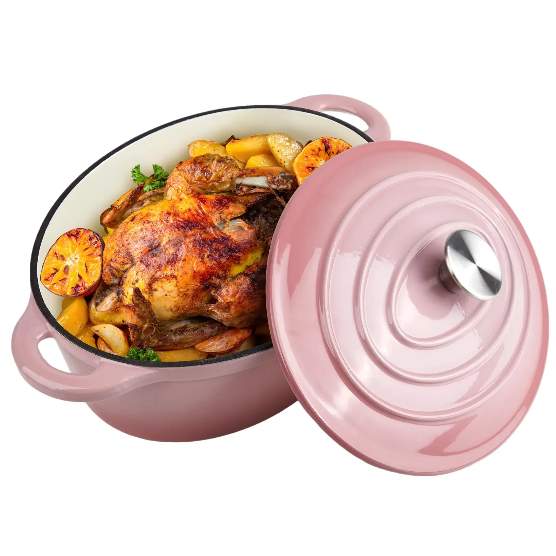 29cm Enameled Cast Iron Oval Dutch Oven for Braising Broiling Bread Baking 4L Saucepan Kitchen Utensil Cast Iron Casserole Dish