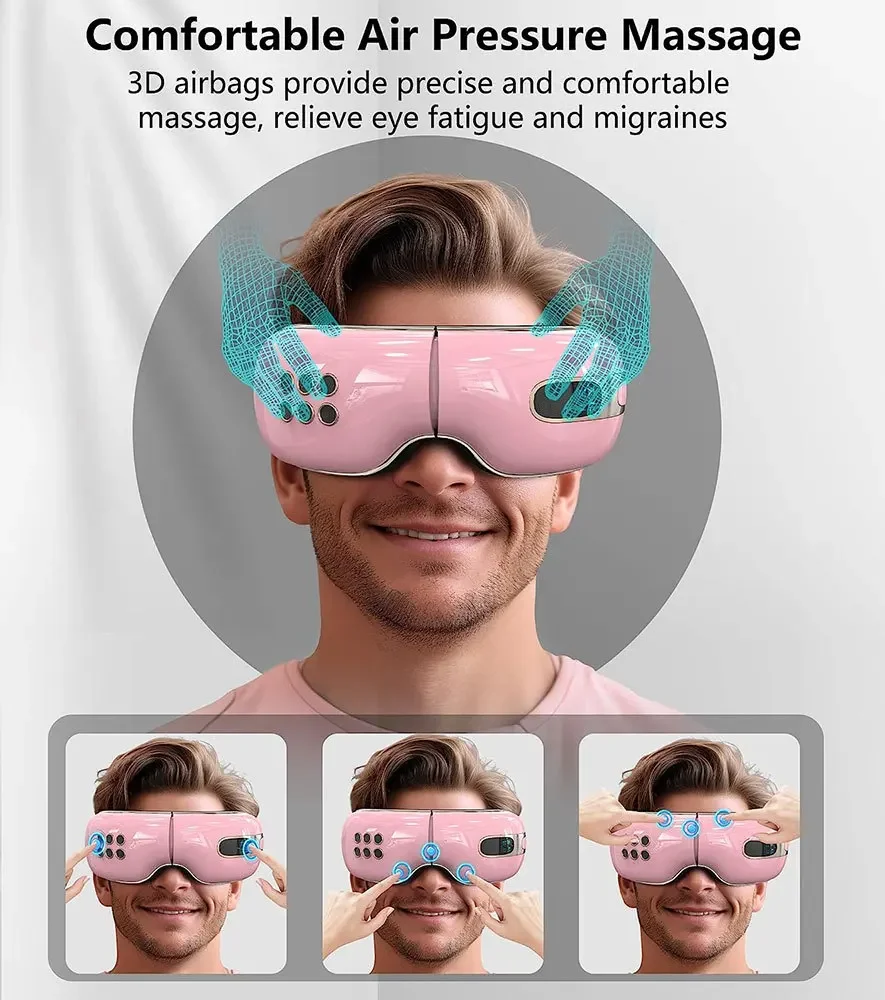 2024 جديد بلوتوث الموسيقى الذكية الكهربائية العين مدلك مع الحرارة الساخنة والباردة وسادة هوائية ذكية الاهتزاز العين الشحن السريع