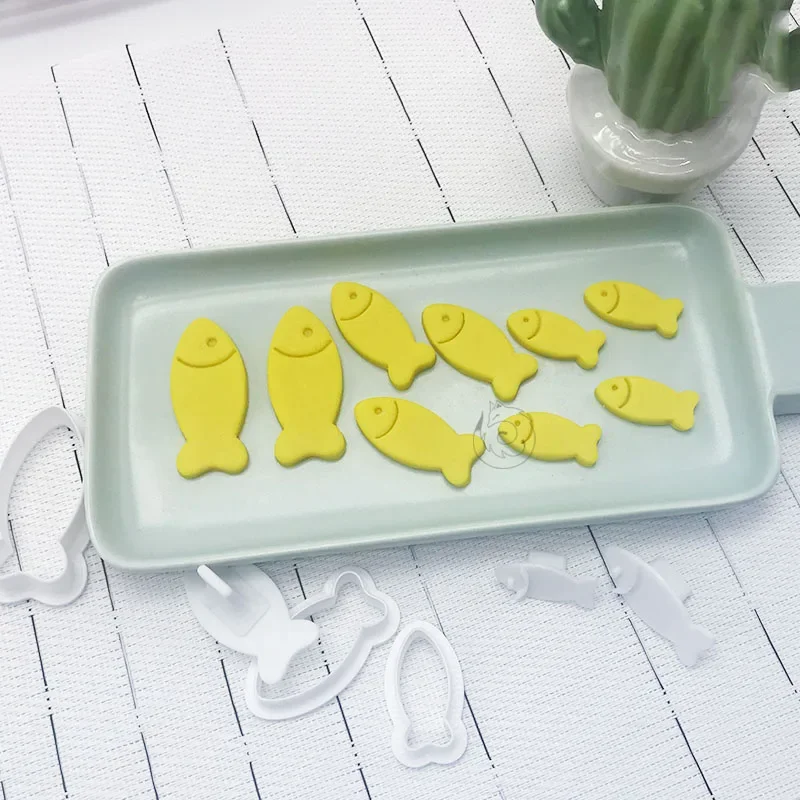 Cartoon Fish Cookie Mould Mini Cute Kids Cake Decorating Mould Fondant Cookie Embossing Mold Animal Cookie Cutter Baking Set