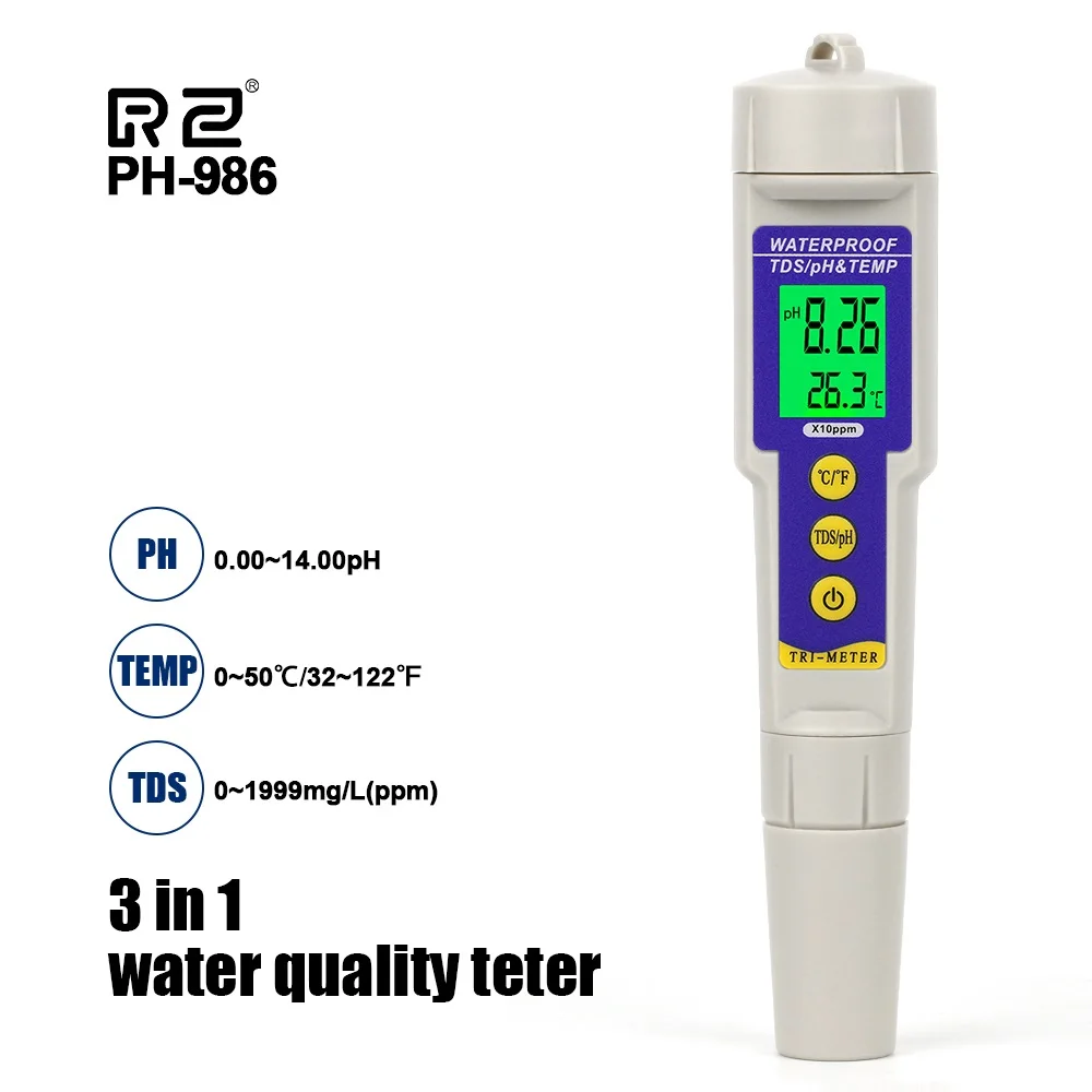 RZ PH Meter TDS Monitor Temperature Meter Digital Water Tester Pen PH/TDS Meter For Pools Drinking Water Aquariums Hydroponic