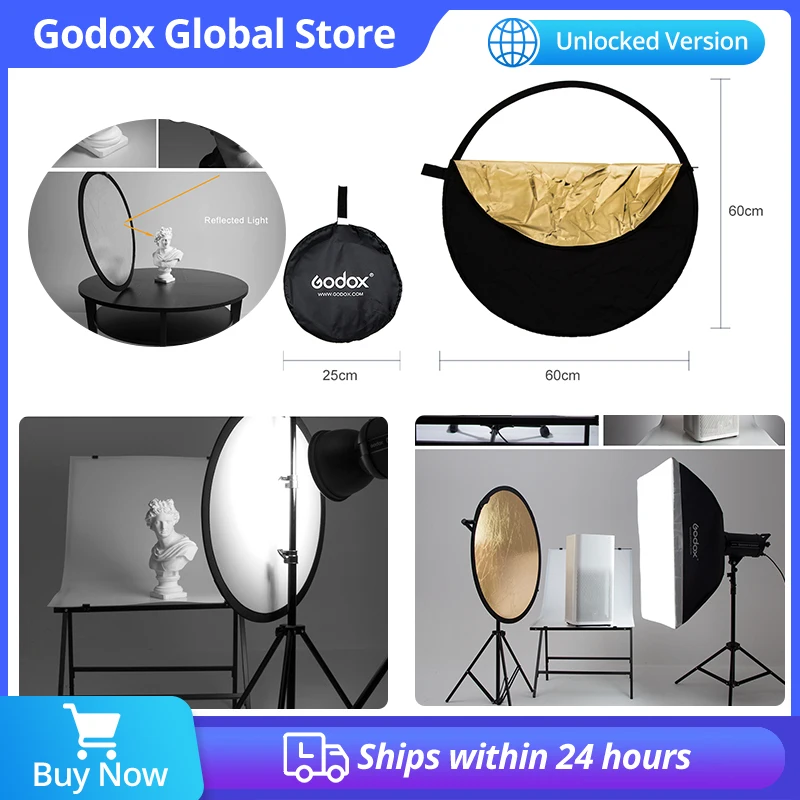 

GODOX 24" 60cm 5 in 1 Portable Collapsible Light Round Photography Reflector for Studio Multi Photo Disc