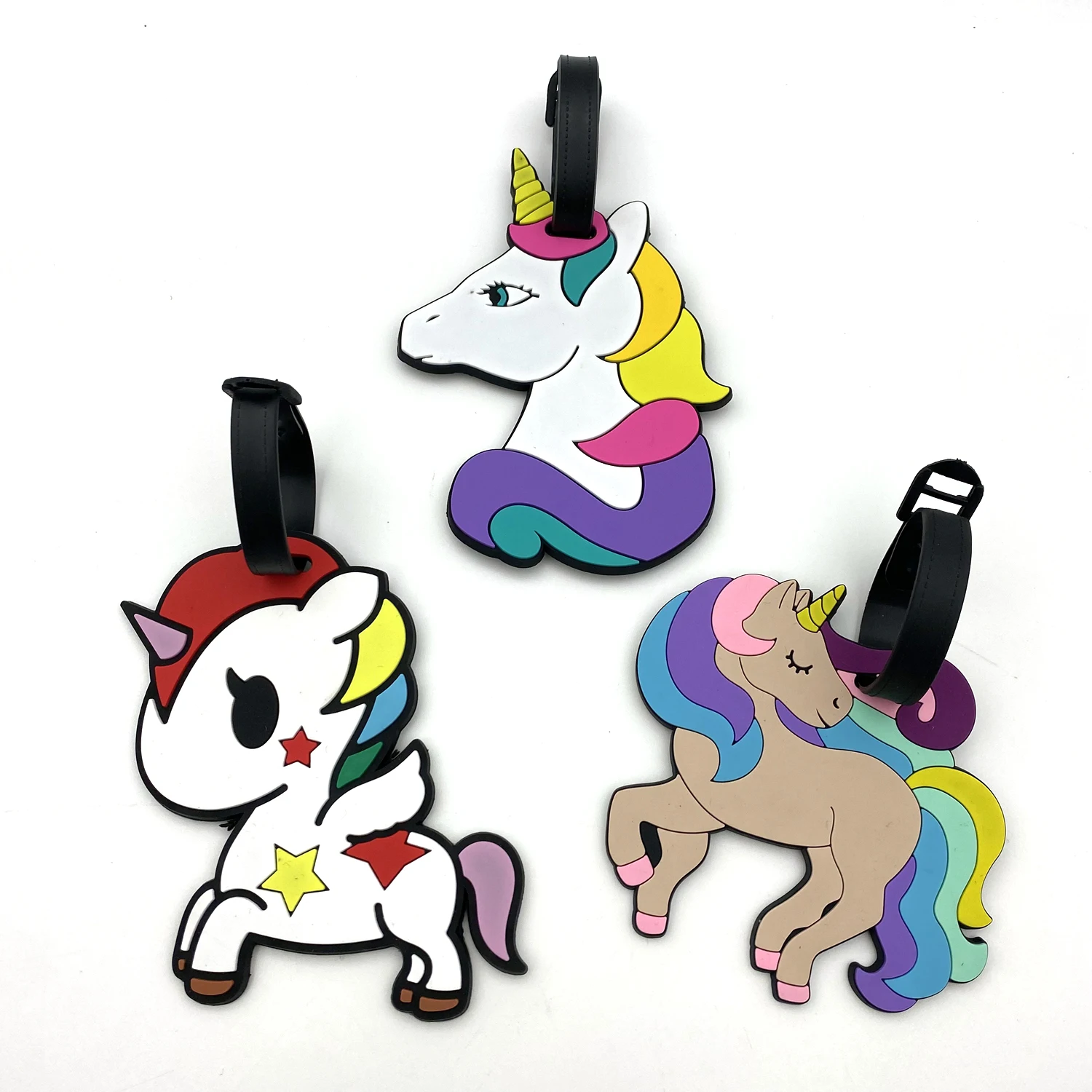 1pc/2pcs/3pcs Cute Unicorn Travel Accessories Creative Luggage Tag Silica Gel Suitcase Holder Baggage Boarding Tags  Label