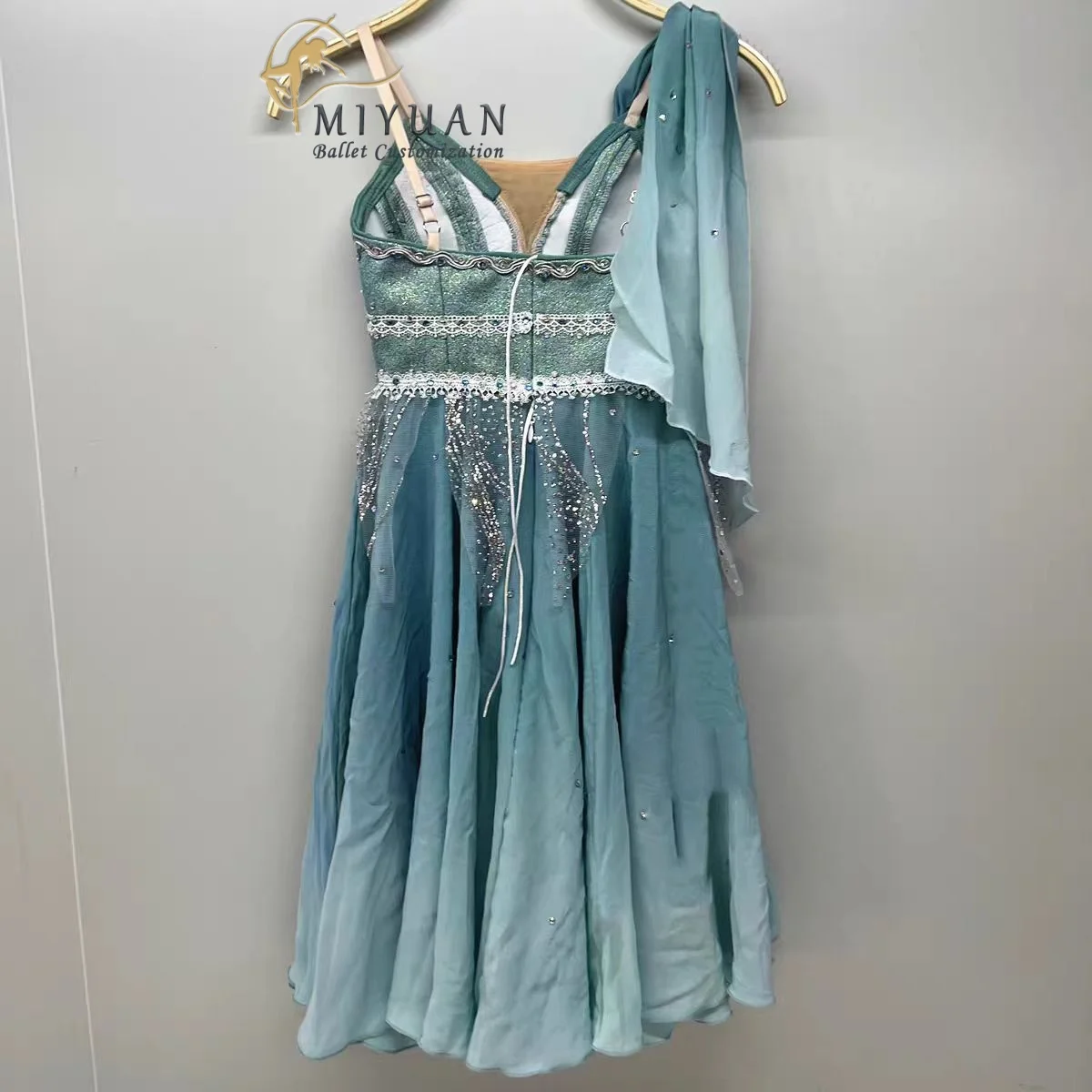 New Green Magic ballet dress Long silk dress competition dress performance professional custom