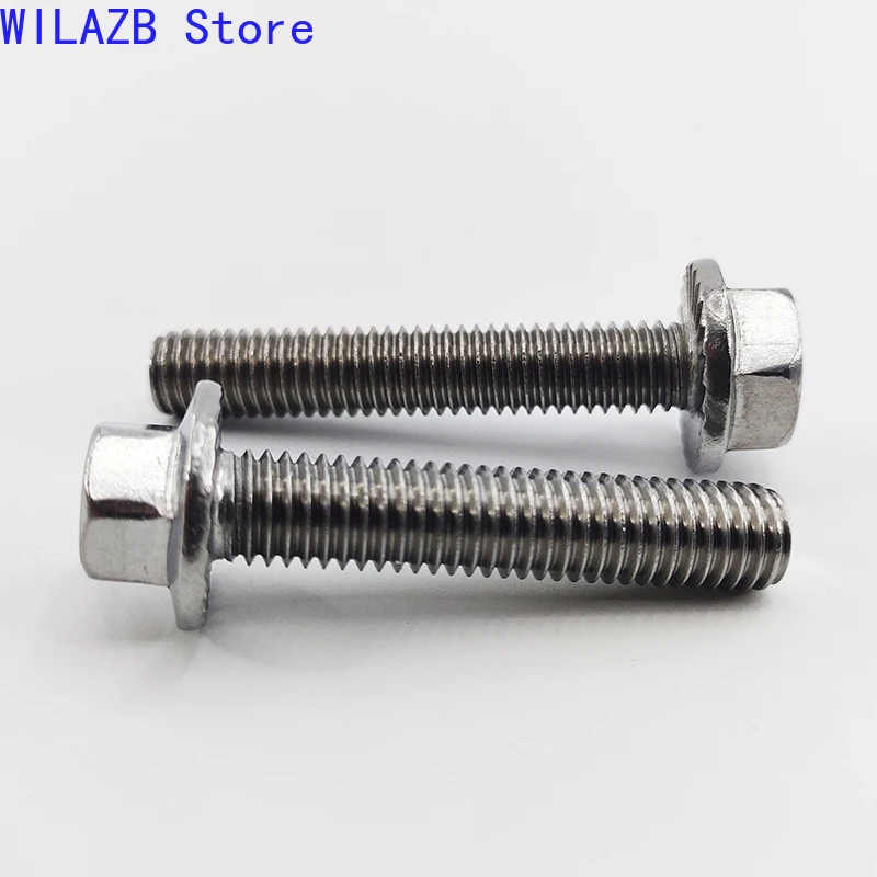

1/10Pcs M5 M6 M8 M10 M12 304 Stainless Steel GB5787 Hexagon Head Cap Screw with Serrated Flange External Hex Washer Head Bolt
