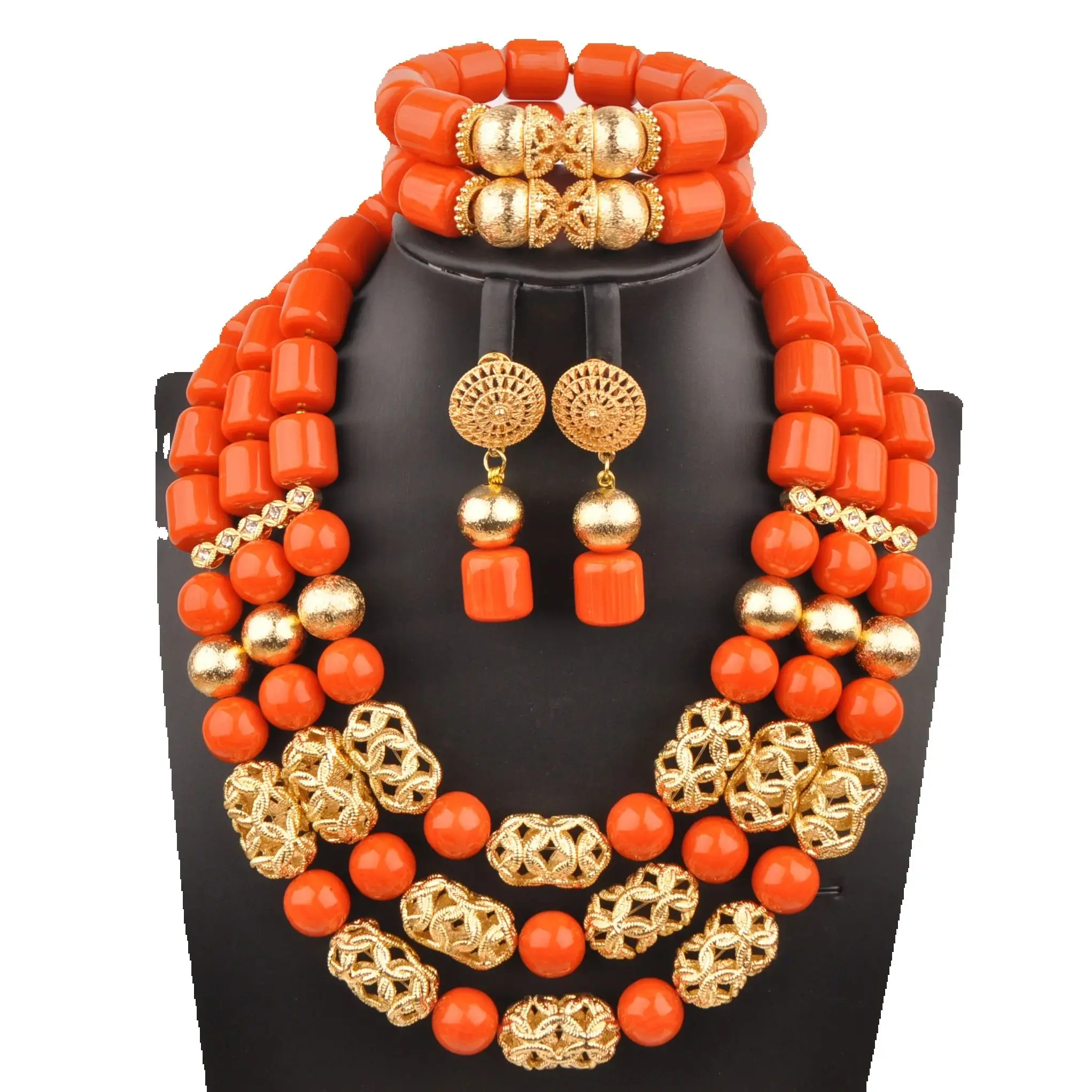 

Orange Artificial Coral African Beads Jewelry Set