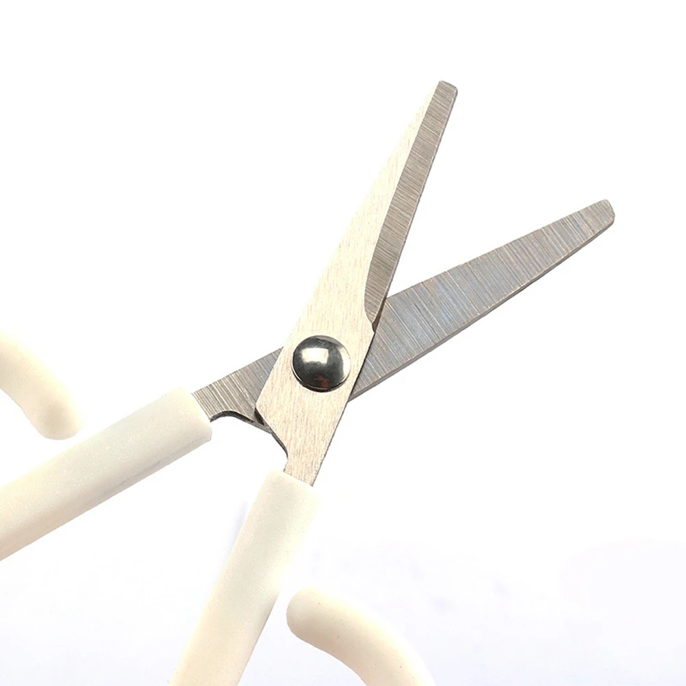 Safety Scissors Stainless Steel Plastic Blade Scissors With Cover White Multi-Purpose Home Office Classroom Craft