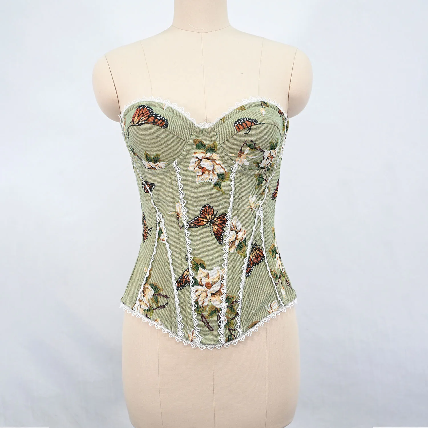 

Women's Jacquard Lace Corset with Cup Underwear And Shapewear Control Briefs plus Size Bodycon Corset