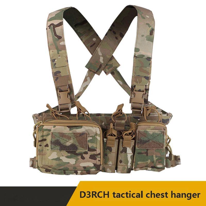 242ACD Chest Hanger Pocket Tactical Vest, with Quadruple 5.56 Magazine Pocket, Multi-function Storage Accessory Bag