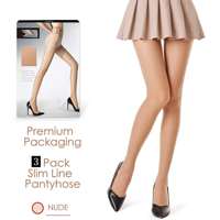 LG&Ys 3 Pairs Women's Sheer Tights - 20D Control Top Pantyhose with Reinforced Toes