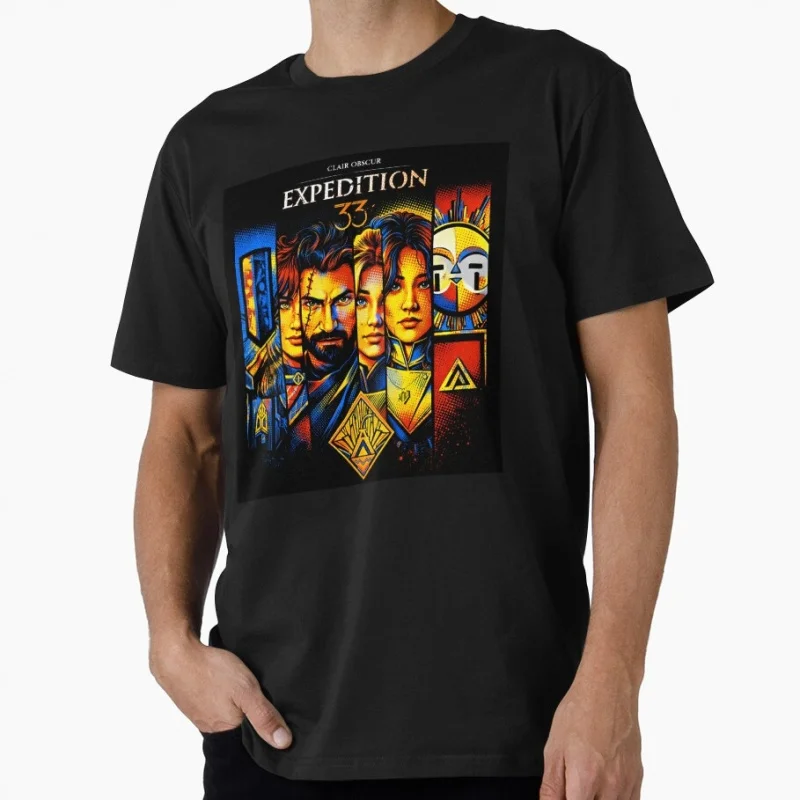 

e33 clair obscur expedition 33 RPG Gift tee for gamer 100% cotton printed Men's Short Sleeve Graphic T-Shirt All size tops