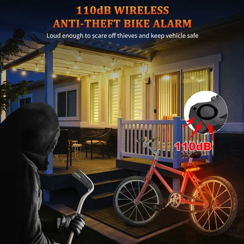 Imagen 2 del producto Rockbye-luz intermitente para bicicleta, luz trasera recargable para bicicleta, alarma de seguridad antirrobo inalámbrica para bicicleta