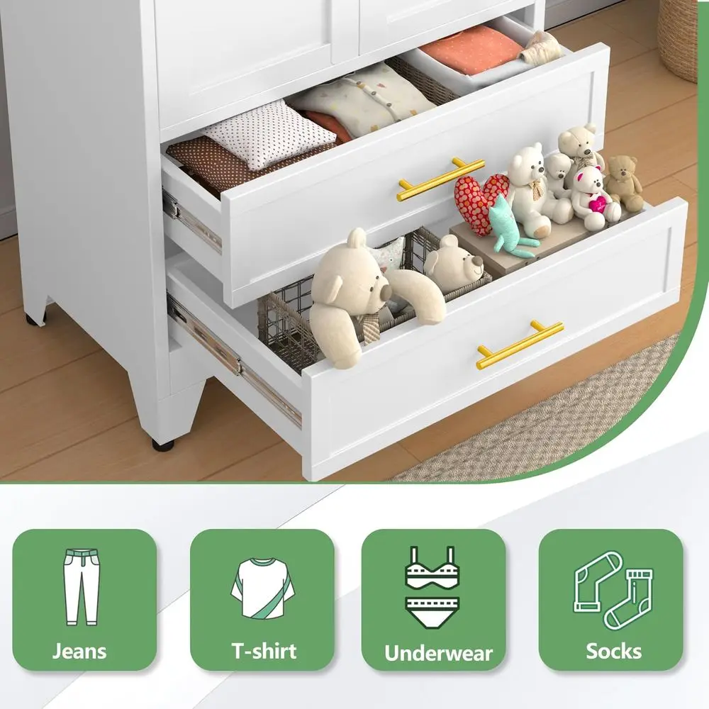 71" H Metal Armoire Wardrobe Closet with 2 Ders, Adjustable Shelve, Clothes Drying Pole, Steel Wardrobe Cabinet or Bedroom (Whit - view 5