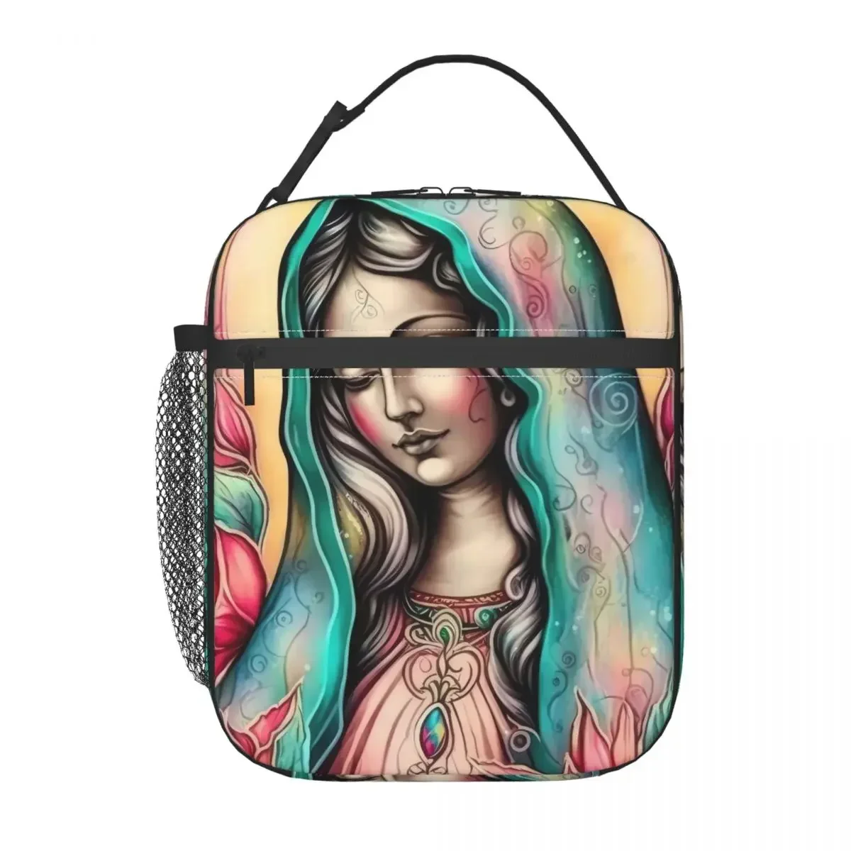 

Virgin Mary Lunch Bag Christian Mother Goddess School Lunch Box For Child Graphic Tote Food Bags Oxford Portable Cooler Bag