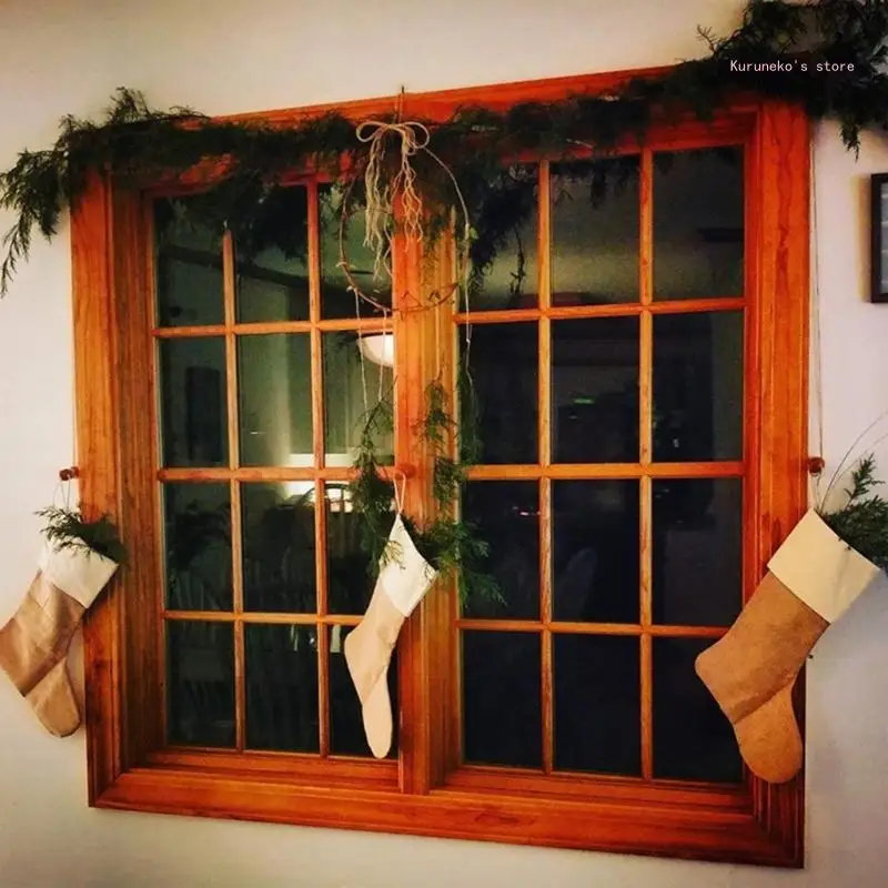 ชุด 2 สีสัน Burlap ถุงน่องสำหรับเด็ก Candy คอนเทนเนอร์คริสต์มาสถุงเท้าเทศกาลเครื่องประดับ Party Supplies