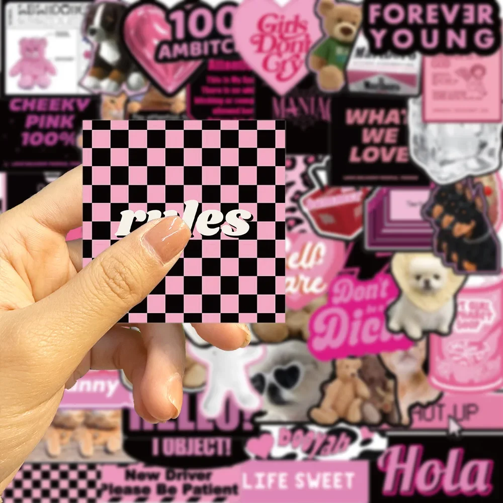 53pcs Cute Animal Pink Egirl Charm Y2K Stickers Aesthetic for Scrapbooking Diary Phone Luggage Waterproof Sticker Decals