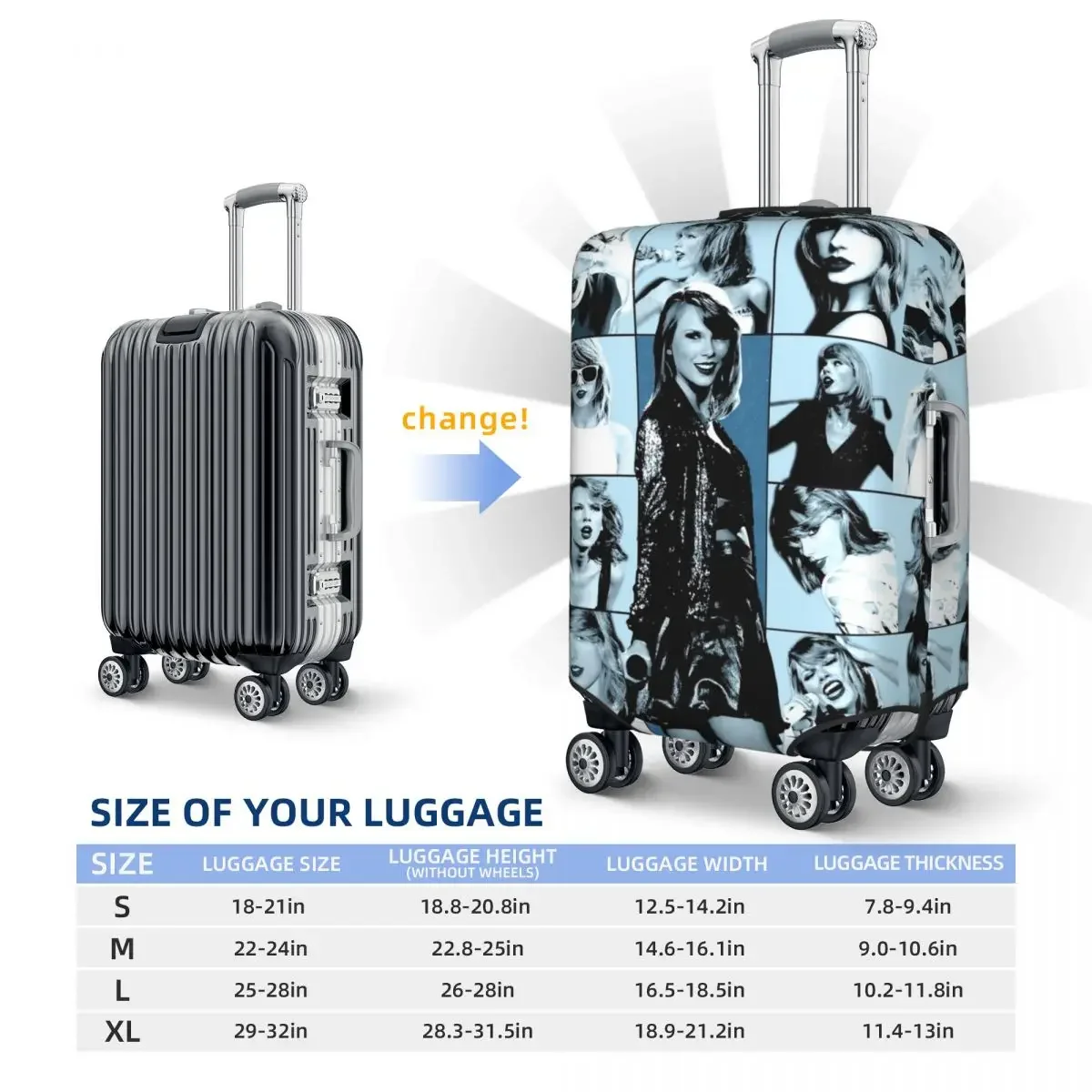 Stylish Girl Taylors Suitcase Cover Music Funny Useful Cruise Trip Protector Luggage Accesories Vacation Christmas Gift