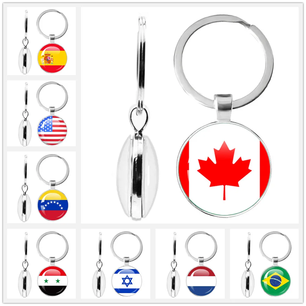 Двусторонний брелок с национальным флагом Испании, Советский Союз, Бразилия, Канада, Нидерланды, Израиль, Сирия, Венесуэла, США