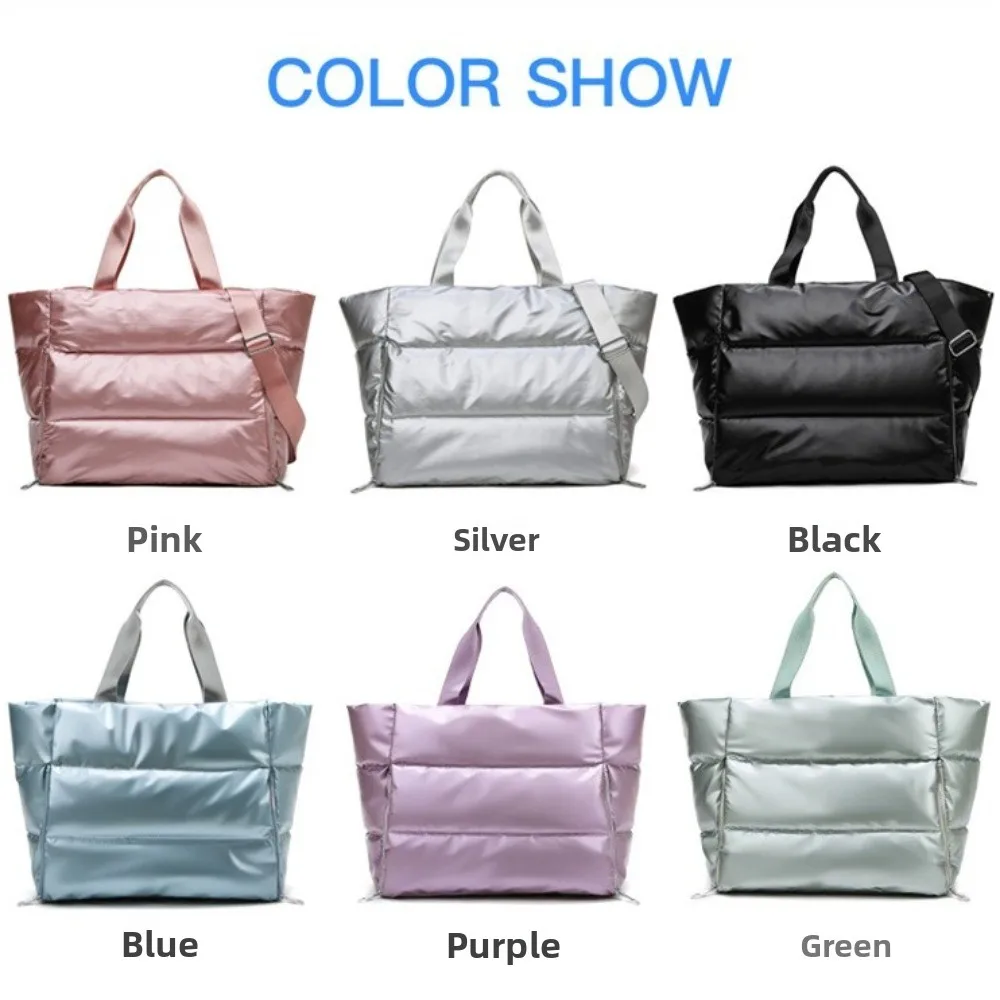 Lightweight Solid Color Travel Tote Bag Large Capacity Nylon Gym Sports Bag Zipper Foldable Yoga Mat Bag Swimming