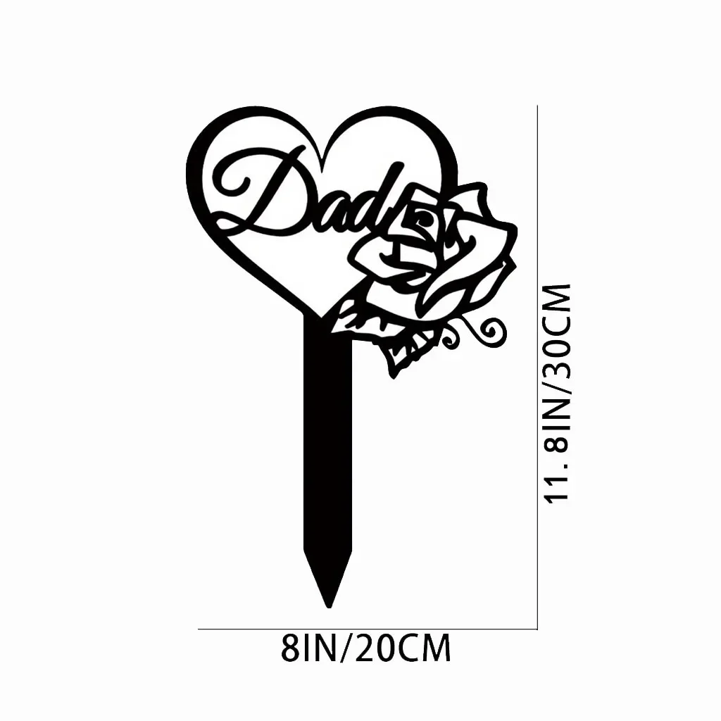 1pc Memorial Yard Markers Heart Memorial Plaque Stake Sympathy Grave Plaque Stake Cemetery Garden Stake Memorial Metal Grave