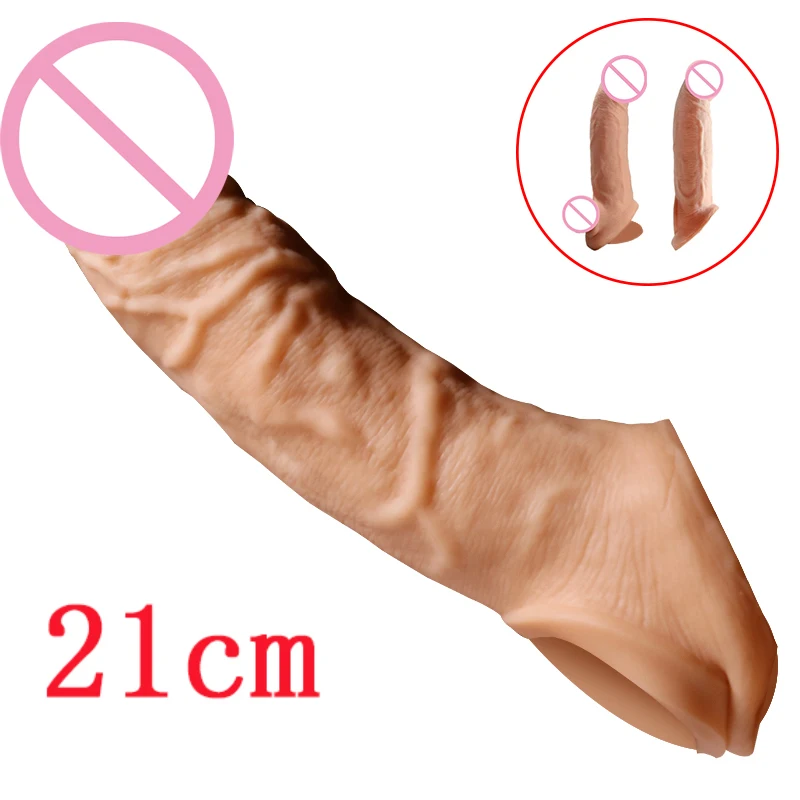 21Cm Enlargement Penis Extender Sleeve Reuseable Condom Delay Ejaculation Sex Toys For Men Intimate Goods Sex Shop