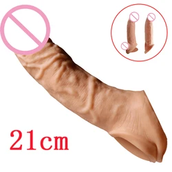 21Cm Enlargement Penis Extender Sleeve Reuseable Condom Delay Ejaculation Sex Toys For Men Intimate Goods Sex Shop