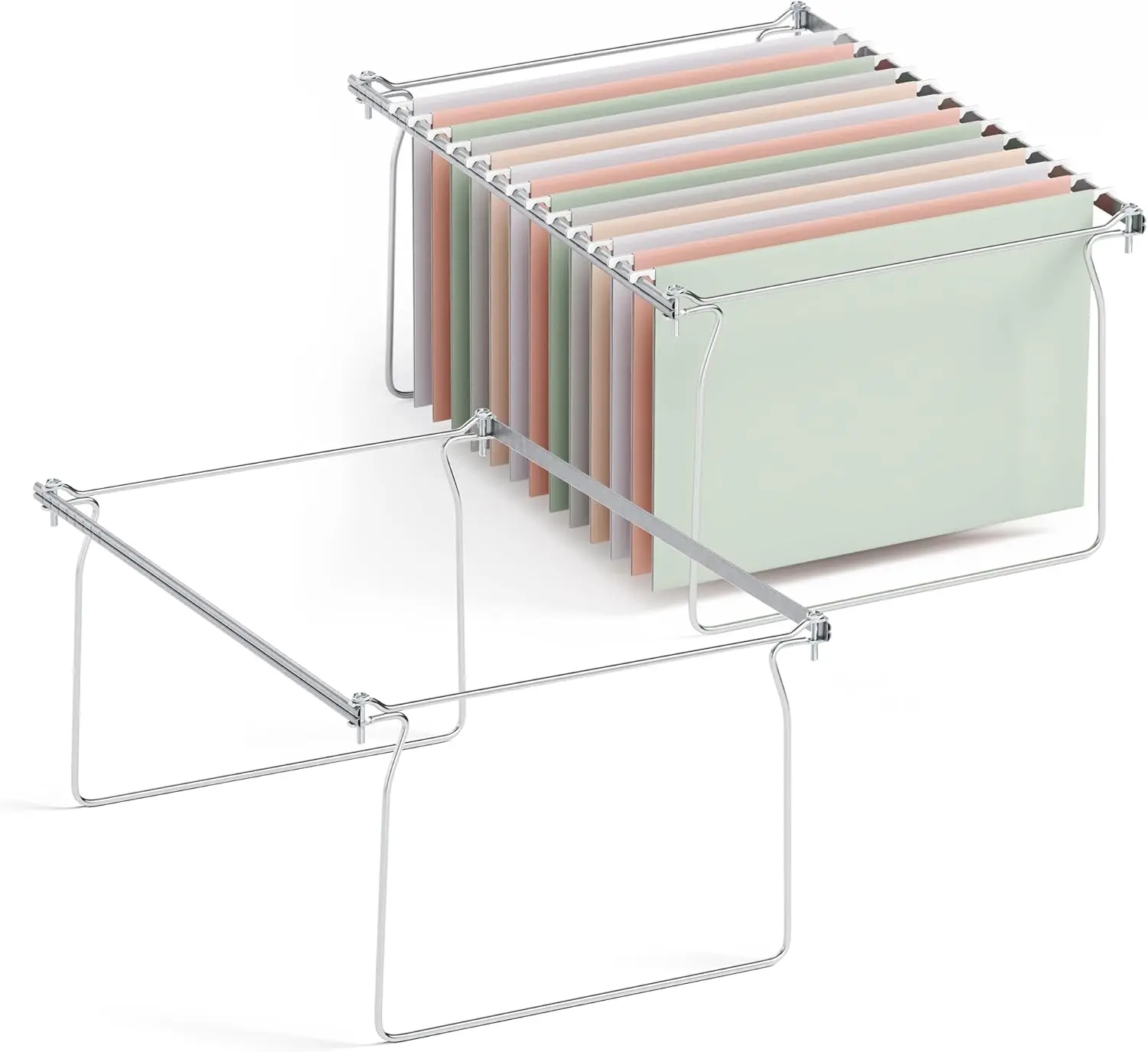 

Adjustable Hanging File Folder Frame for Letter Size, Set of 2, Easy Install Drawer Organizer